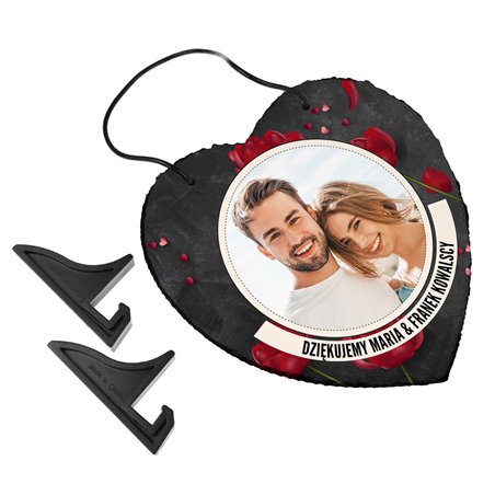 Foto granit (płyta granitowa) w kształcie serca z Twoim zdjęciem- prezent dla rodziców.