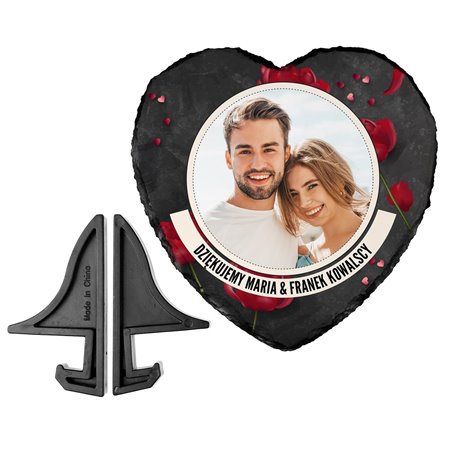 Foto granit (płyta granitowa) w kształcie serca z Twoim zdjęciem- prezent dla rodziców.