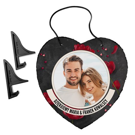 Foto granit (płyta granitowa) w kształcie serca z Twoim zdjęciem- prezent dla rodziców.