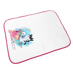 Kocyk z imieniem dla noworodka z metryczką-bocian. 2