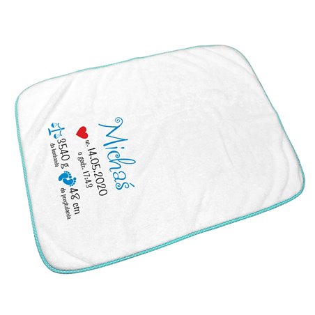 Kocyk z imieniem dla noworodka z metryczką.