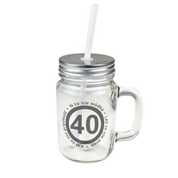 Kubek słoik "Prędkość, wódka, wiek" z otworem na słomkę - prezent na urodziny- podaj wiek.