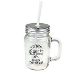Kubek słoik "It's time"- dla miłośnika podróży górskich.