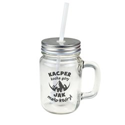 Kubek słoik "Kocha góry jak mało który"- dla miłośnika podróży górskich.