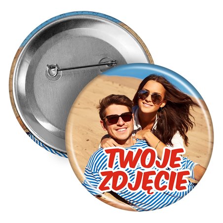 Button, przypinka (pins) (okrągły, plastikowy) z Twoim zdjęciem lub grafiką.