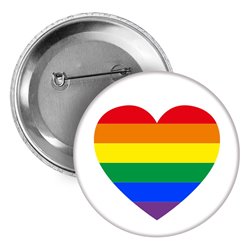 Button, przypinka (pins) (okrągły, plastikowy) dla reprezentantów społeczności LGBT.