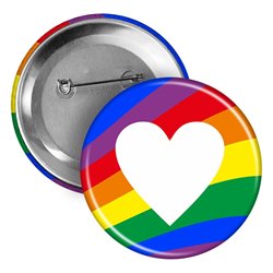 Button, przypinka (pins) (okrągły, plastikowy) dla reprezentantów społeczności LGBT.