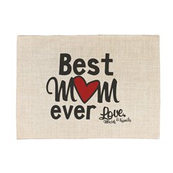 Podkładka lniana (z imitacji lnu) "Best mum ever"-  z podpisami dzieci.