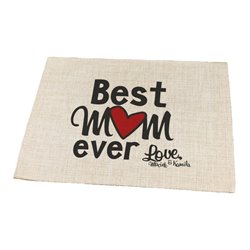 Podkładka lniana (z imitacji lnu) "Best mum ever"-  z podpisami dzieci. 2