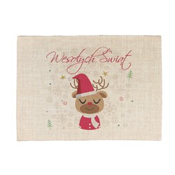 Podkładka lniana (z imitacji lnu) - świąteczna dekoracja stołu.