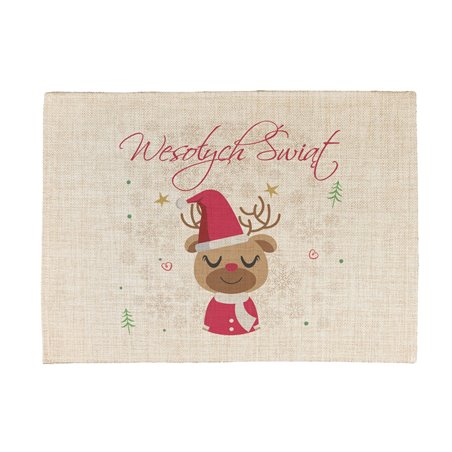 Podkładka lniana (z imitacji lnu) - świąteczna dekoracja stołu.