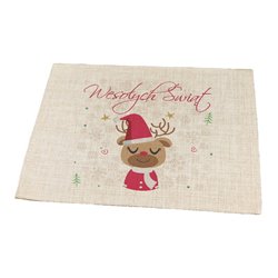 Podkładka lniana (z imitacji lnu) - świąteczna dekoracja stołu. 2