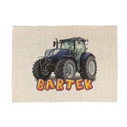 Podkładka lniana (z imitacji lnu)  "Traktory" - podkładka pod talerz z imieniem Twojego dziecka. 2