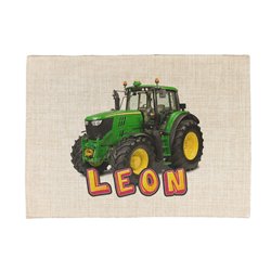 Podkładka lniana (z imitacji lnu)  "Traktory" - podkładka pod talerz z imieniem Twojego dziecka. 2
