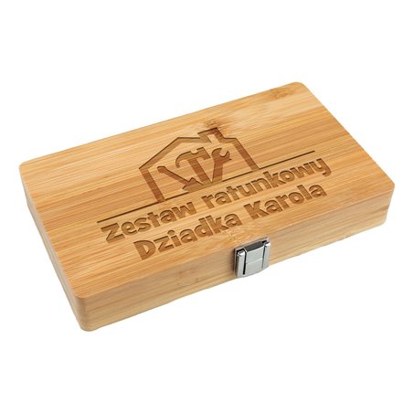 Zestaw narzędzi w bambusowym pudełku- z personalizacją lub bez.
