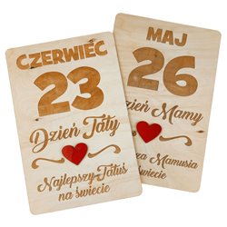 Zestaw tabliczek do sesji zdjęciowych- kartka z kalendarza- Dzień Mamy i Dzień Taty.