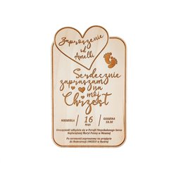 Zaproszenie ze sklejki- chrzest, komunia (stópki).