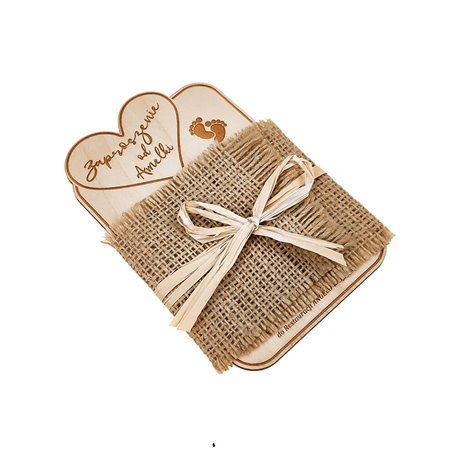 Zaproszenie ze sklejki- chrzest, komunia (stópki).