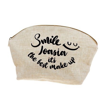 Super kosmetyczka z imitacji lnu z imieniem - Smile.
