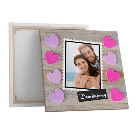 Obraz na płótnie Canvas z Twoim zdjęciem- podziękowania dla rodziców za pomoc w organizacji ślubu 40 x 40 cm.