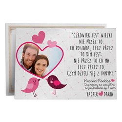 Obraz na płótnie canvas Podziękowania dla Rodziców ze zdjęciem 30 x 40cm.
