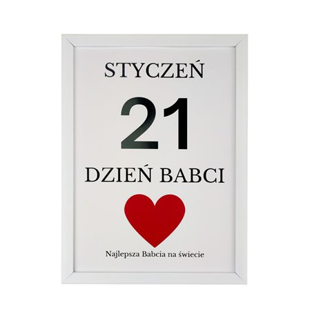 Plakat w ramce do sesji zdjęciowych- kartka z kalendarza- Dzień Babci.