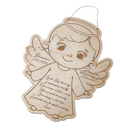 Pamiątka chrztu świętego aniołek z modlitwą- wzór 3.