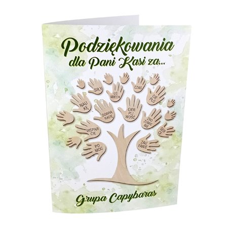 Podziękowania dla nauczyciela - drzewko- kartka A4 z miejscem do wpisania życzeń.
