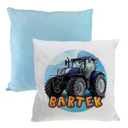 Pluszowa poduszka "Traktory" - personalizacja - podaj imię- niebieski tył. 2