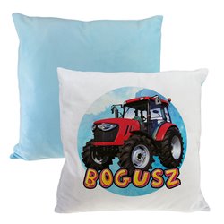 Pluszowa poduszka "Traktory" - personalizacja - podaj imię- niebieski tył. 2