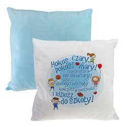 Poszewka na zakończenie przedszkola- dla przedszkolaka- niebieski tył.