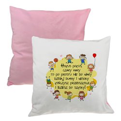 Poszewka na zakończenie przedszkola- dla przedszkolaka- różowy tył.