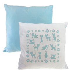 Pluszowa poduszka "Koty" - różowy lub niebieski wzór i tył poduszki.