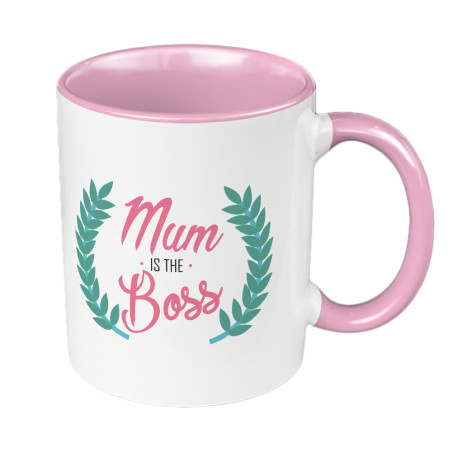 "Mum is the boss" - kubek 330 ml kolorowy specjalnie dla mamy.