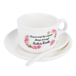 Filiżanka z tekstem "Bóg nie mógł być wszędzie, dlatego...