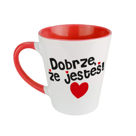 Kubek latte "Dobrze, że jesteś" - super pomysł, aby podziękować bliskiej Ci osobie.