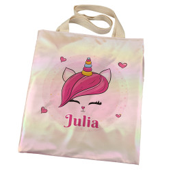 Torba holograficzna różowa dla dziewczynki z imieniem-...