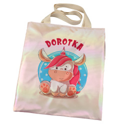 Torba holograficzna różowa dla dziewczynki z imieniem-...