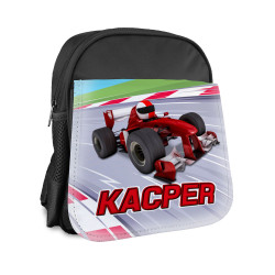 Plecak dla przedszkolaka - Wyścigówka z imieniem.