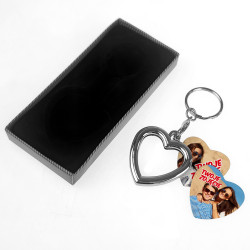 Metalowy brelok serce z 2 zdjęciami - dwustronna ramka-... 2