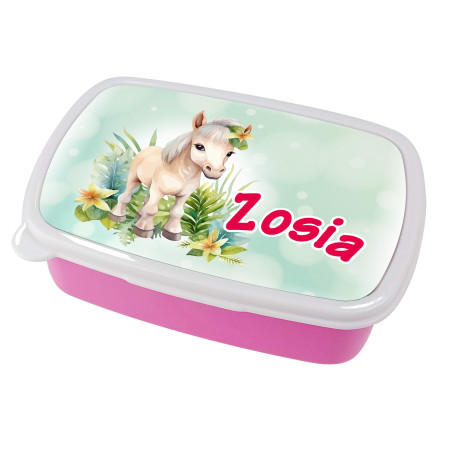 Pudełko na kanapki - śniadaniówka "Koń na łące" z imieniem Twojego dziecka.
