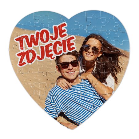 Foto puzzle magnetyczne serce ze zdjęciem 19,5 x 19,5 cm (75 el.).