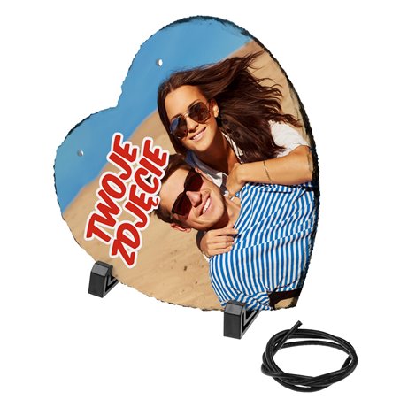 Foto granit (płyta granitowa) w kształcie serca z Twoim zdjęciem, personalizacją.