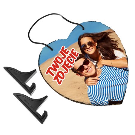 Foto granit (płyta granitowa) w kształcie serca z Twoim zdjęciem, personalizacją.