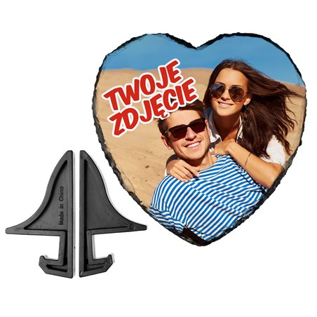 Foto granit (płyta granitowa) w kształcie serca z Twoim zdjęciem, personalizacją.