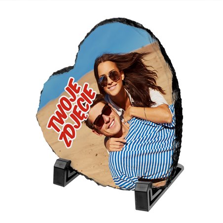 Foto granit (płyta granitowa) w kształcie serca z Twoim zdjęciem, personalizacją.