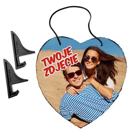 Foto granit (płyta granitowa) w kształcie serca z Twoim zdjęciem, personalizacją.