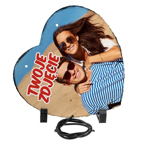 Foto granit (płyta granitowa) w kształcie serca z Twoim zdjęciem, personalizacją.