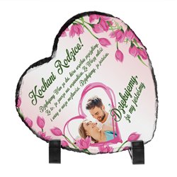 Foto granit (płyta granitowa) w kształcie serca z Twoim zdjęciem- prezent dla rodziców.