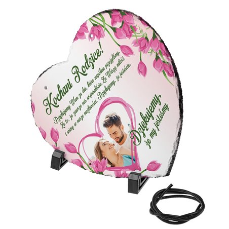 Foto granit (płyta granitowa) w kształcie serca z Twoim zdjęciem- prezent dla rodziców.